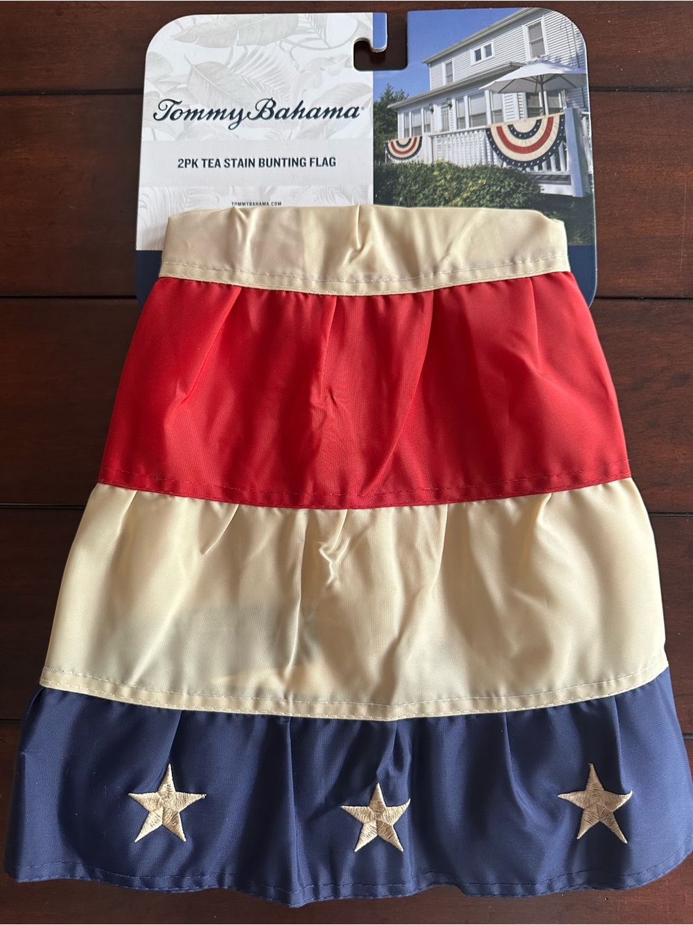 NEW Tommy Bahama 2 pack tea stained bunting (USA, Americana, Flag) 58”x27” each